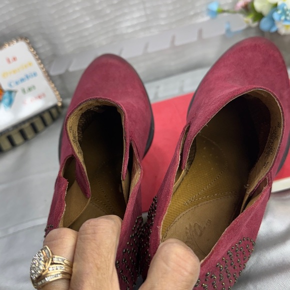 (T0) Naya Womens Valerie RedSuede leather Round Toe Block HeelsAnkle Booties 8M - Picture 9 of 13